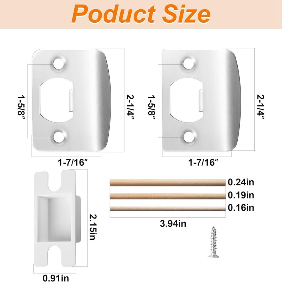 4 Pack Door Strike PlateStainless Steel Door Lock Strike Plate