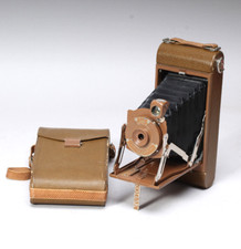 BROWN NO. 1A POCKET KODAK JUNIOR WITH CASE VERY PRISTINE CONDITION