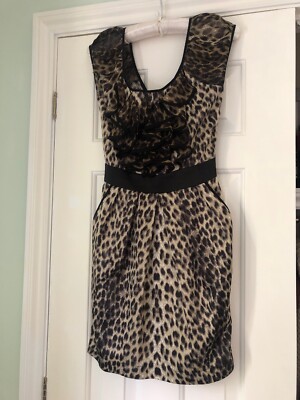 LIPSY Leopard Print Mini Dress With Frills Size UK