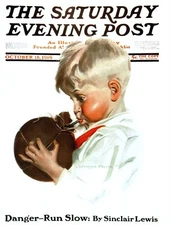 Saturday Evening Post 1919  Cover  Reproduction Giclee Print Little Boy Blowing