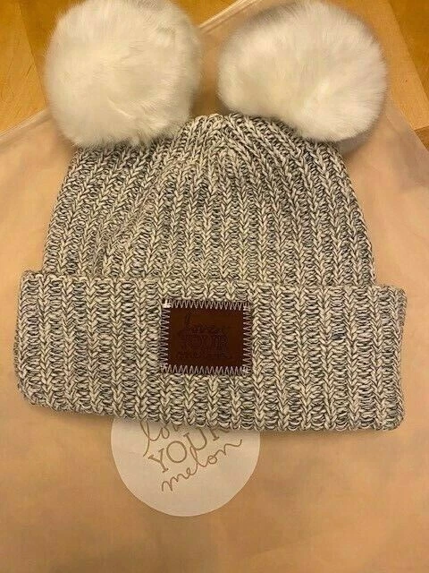 White Speckled Pom Beanie (Natural Pom)