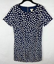 J. Crew Women’s Dress 2 Blue White A Line Short Sleeve Polka Dot Lined