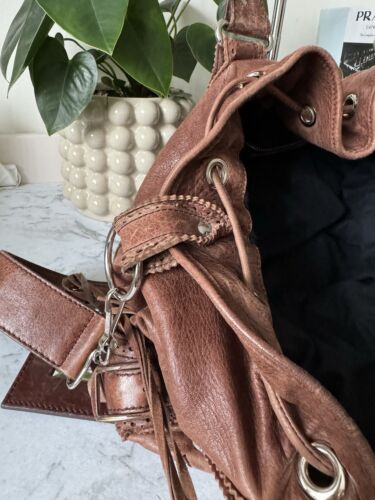 Vintage Balenciaga Pompon Medium Leather Shoulder Bag, Brown Leather Handbag - Picture 24 of 24