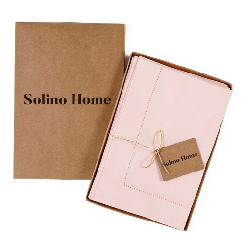 Solino Home Cotton Linen Hemstitch Dinner Napkins 20" for Summer Dining Set of 4 - Picture 73 of 99