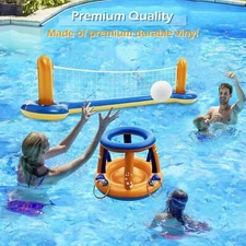 Jasonwell 3-in-1 Inflatable Pool Game Set - Volleyball, Basketball & Ring Toss.