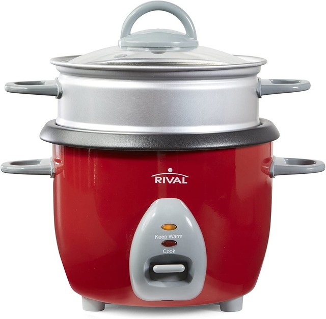 Rival 6Cup (3 Uncooked) Rice Cooker with Steamer Basket, Red RC61 eBay