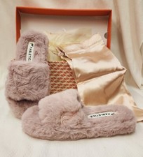 Fabletics Women's Faux Fur Slide Slippers- Mauve -Size US:6 NWB