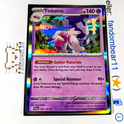 Tinkaton HOLO RARE card 105/193 SV Paldea Evolved 2023 Pokemon TCG NM/LP |  eBay