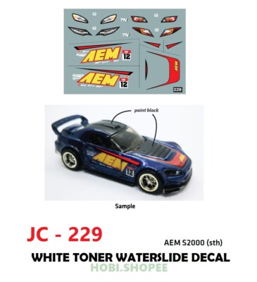 JC-9229 White Toner Waterslide Decals AEM S2000 sth For Custom 1:64