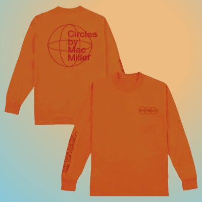 Mac Miller Circles Orange Long Sleeve T-Shirt Size Medium NWT Sealed Unopened 