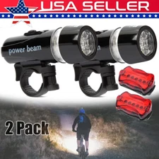 2X LED Bike Light Set Powerful LED Front Headlight and Back Taillight Waterproof