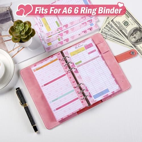 3 Pack A6 Planner Refill Paper & Budget Sheets, Monthly Weekly Planner Pink - Bild 4 von 7