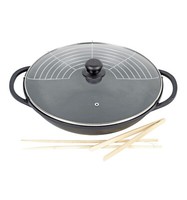 KrüGer Aluguss-Wok Mit Glasdeckel, 36Cm