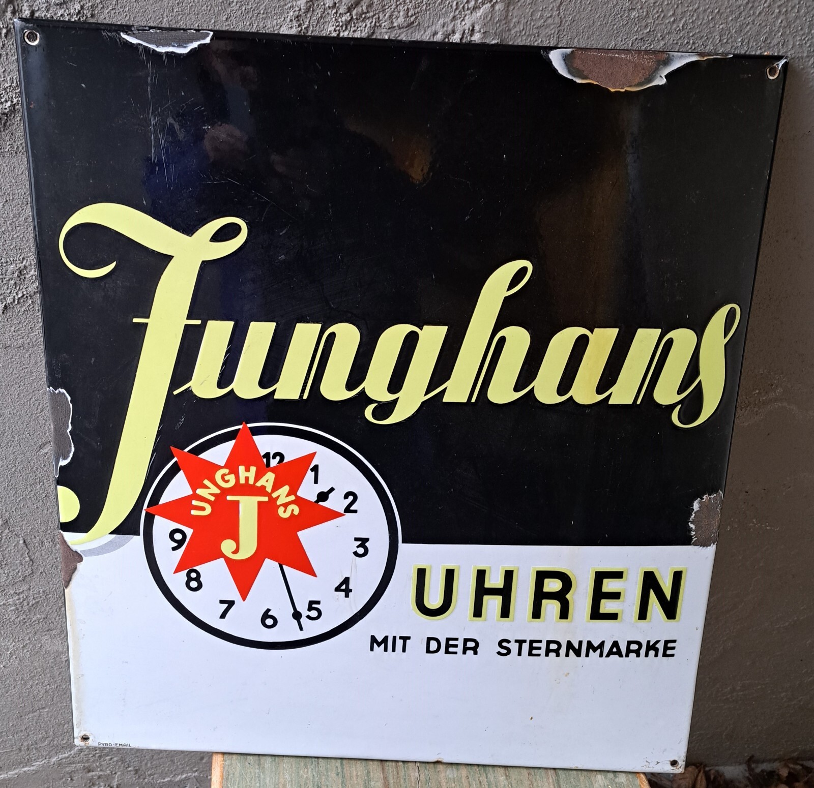 Emailschild Junghans Uhren eBay