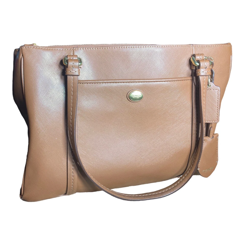 Сумка Coach кожаная сафьяновая коричневая сумка ручная кладь тренер бирка кольцо для ключей - Изображение 4 из 4