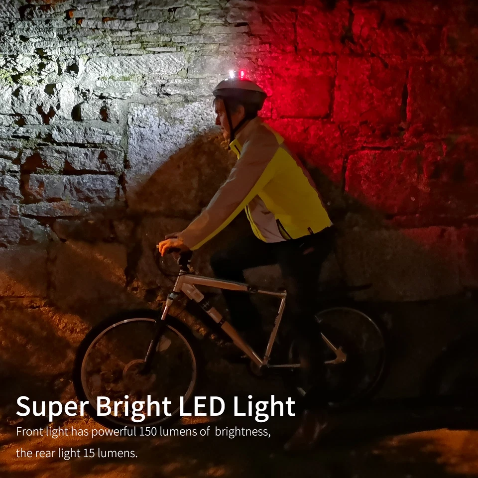 Bike Helmet Light Bicycle USB Rechargeable Front Rear MTB Cycle Senticam Lights - Image 4 of 4