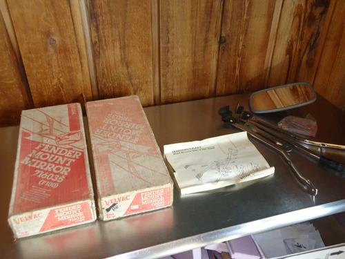 New NOS Velvac Fender Mount Mirror Set 716035 Ford F100 Truck West Coast Vintage