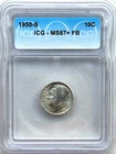 1950-S SILVER ROOSEVELT DIME - ICG MS67+ FB - FREE SHIPPING!