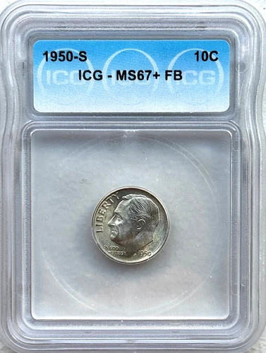 1950-S SILVER ROOSEVELT DIME - ICG MS67+ FB - FREE SHIPPING!