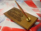 LASERCRAFT WALNUT WOOD STEAM LOCOMOTIVE PEN SET PEN HOLDER LASER ENGRAVED — photo 3