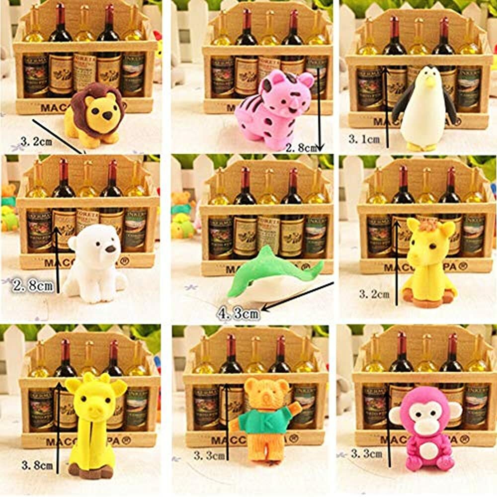 60Pcs Animal Pencil Erasers Bulk Kids Japanese Come Apart Puzzle Toys For Party