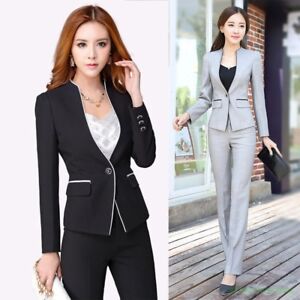 Women Ladies Dress Business Office Blazer Suits Tuxedos 2 PCS Jacket+Pants Ske15