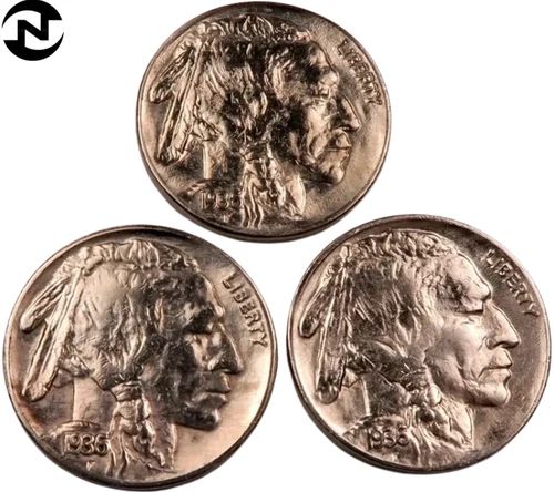 1936+1936-D+1936-S Buffalo Nickel Set/Lot~ Borderline Uncirculated (AU+)~3 Coins