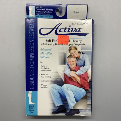 ACTIVA UNISEX BEIGE SOFT FIT KNEE HIGH CT 20-30 mmHg SIZE LARGE NEW BEIGE