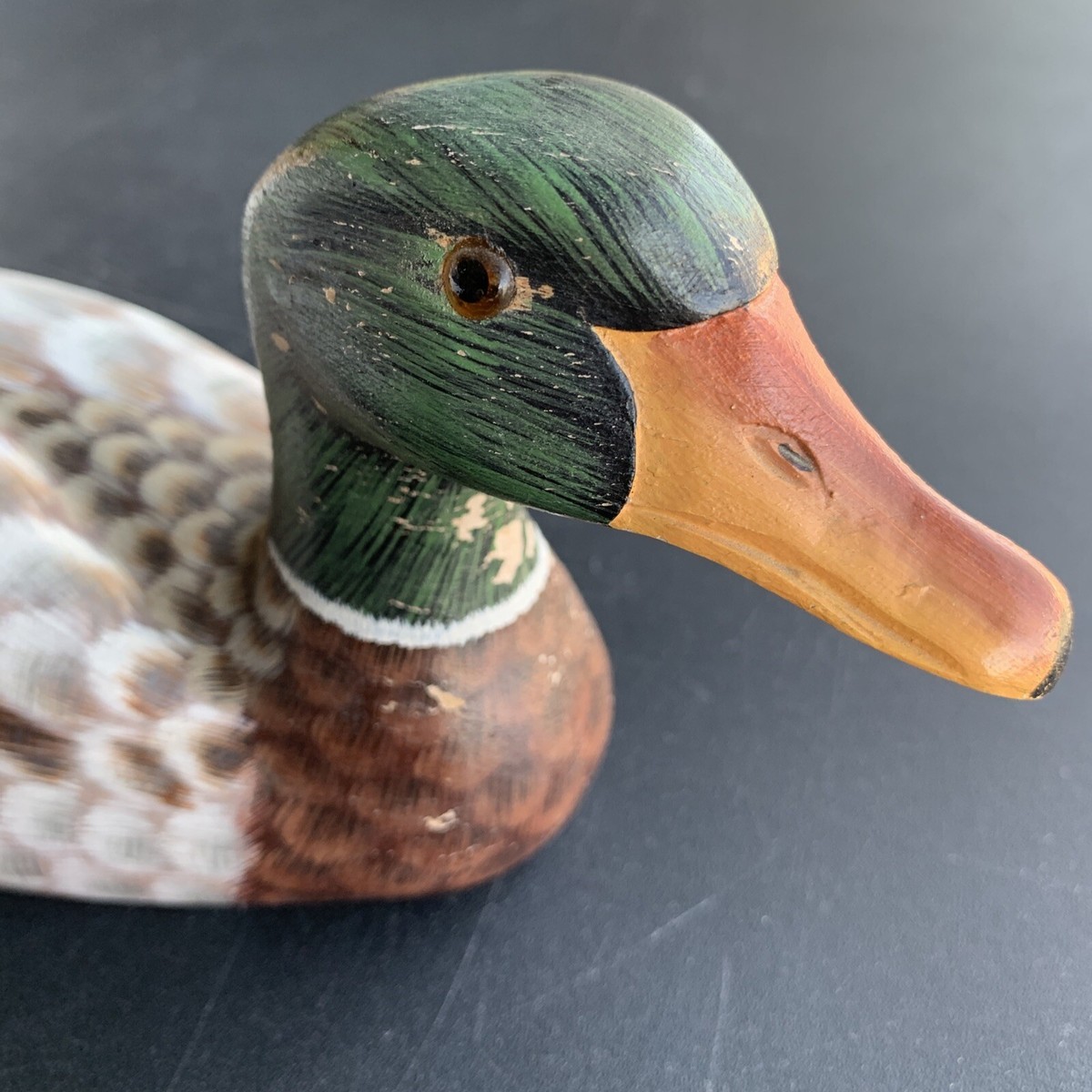 Vintage Wood Carved & Painted Duck Canadian Wildlife Mallard 10.5