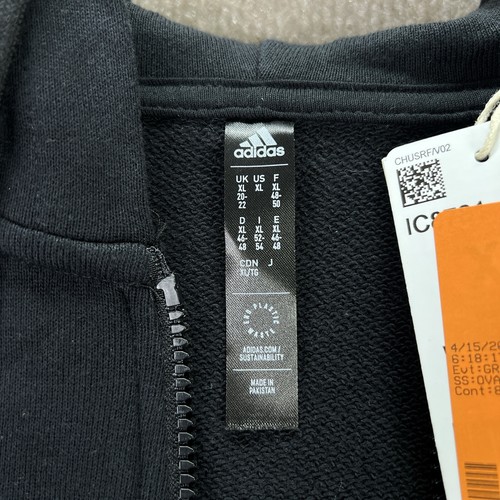 Adidas Hoodie Womens XL Black Essentials 3-S French Terry Bomber Full Zip IC8781 - Picture 2 of 10