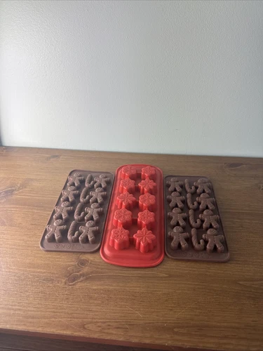 Christmas Bundle 2 Gingerbread Man 1 Snowflake Chocolate Molds MoldFun Brown
