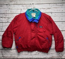 VTG L.L. Bean Men's Red Lined Full Zip Windbreaker Puffer Jacket Coat USA - XL