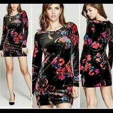 NEW! Marciano By Guess Nocturnal floral Valor long sleeves mini dress M