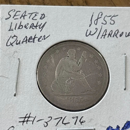 1855 Liberty Seated Quarter With Arrows XF Better Date Variety