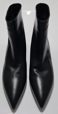 Jil Schleifer Leder spitz zulaufend knöchelrund Absatz Stiefel schwarz Größe UK 8 EU 41