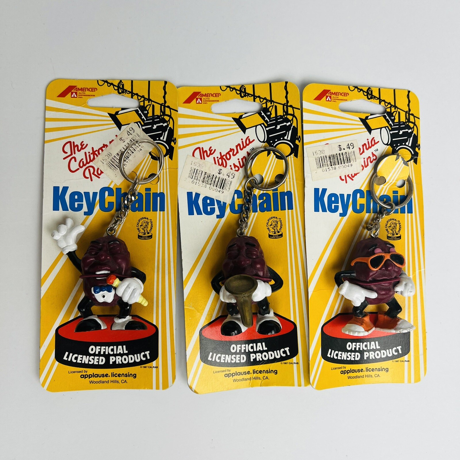 Lot of 3 1987 The California Raisins Vintage Figurines Keychain | eBay