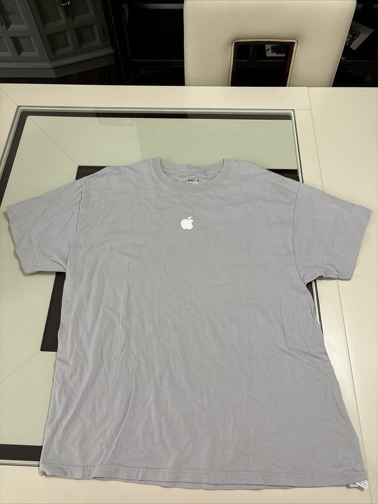 Vintage Apple Employee T-Shirt Sz XL~Light Gray ~ APPLE LOGO ~ Mac & iPod ~ NICE