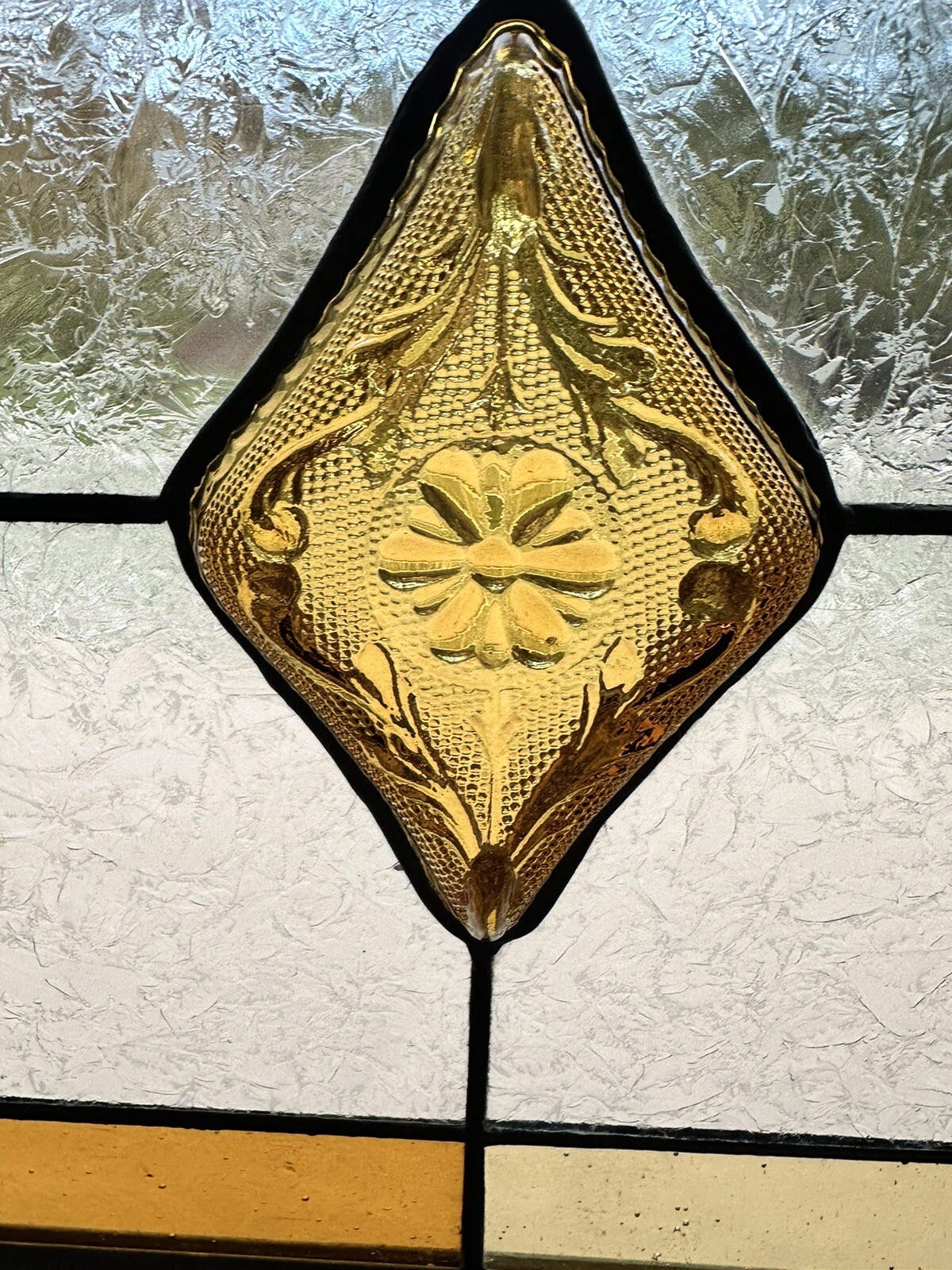 Vintage Amber Stained Glass Window eBay