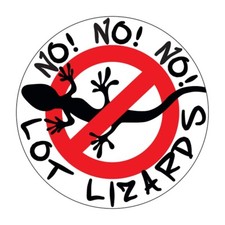 No Lot Lizard Decal Sticker 5" Diameter - D412