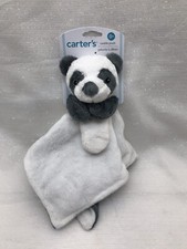 Carters Gray White Panda Bear Plush Baby Lovey Security Blanket Cuddle Teddy 14"