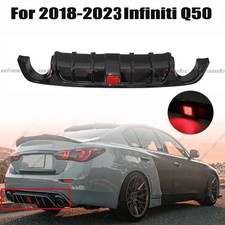 For Infiniti Q50 2018-2023 Tuning Glossy Black Rear Bumper Diffuser Lip With Led For Infiniti Q50 2018-2023 Tuning Glossy Black Rear Bumper Diffuser Lip With Led