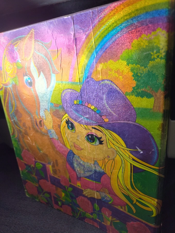 Carpeta dura de 3 anillos Lisa Frank de colección 🌈 Cazador caballo vaquera brillante ¡Ver! Foto 4 de 4