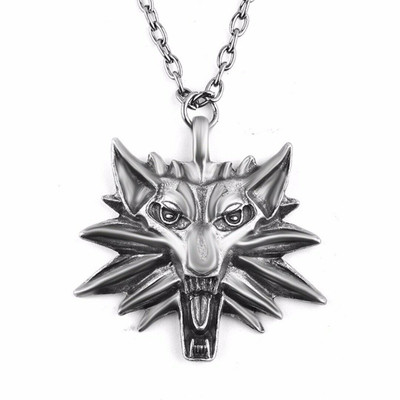 The Witcher Wild Hunt III - Wolfkopf als Halskette Anhänger Medaillon Kette
