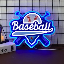 Baseball Neon Signs Dimmable Baseball Neon Lights Wall Decor for Club Dormito...