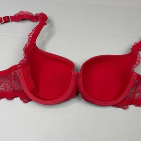 La Perla Bra 32D SZ 1 Red Lightly Lined Cup Underwire Lace Adjustable Strap