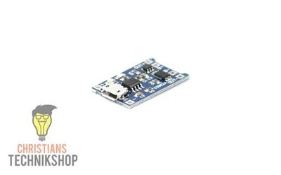 CHRISTIAN'S TECHNIK SHOP Lithium Akku Lademodul 1A mit Tiefentladungsschutz 2,5V TP4056 Ladeschlussspannu