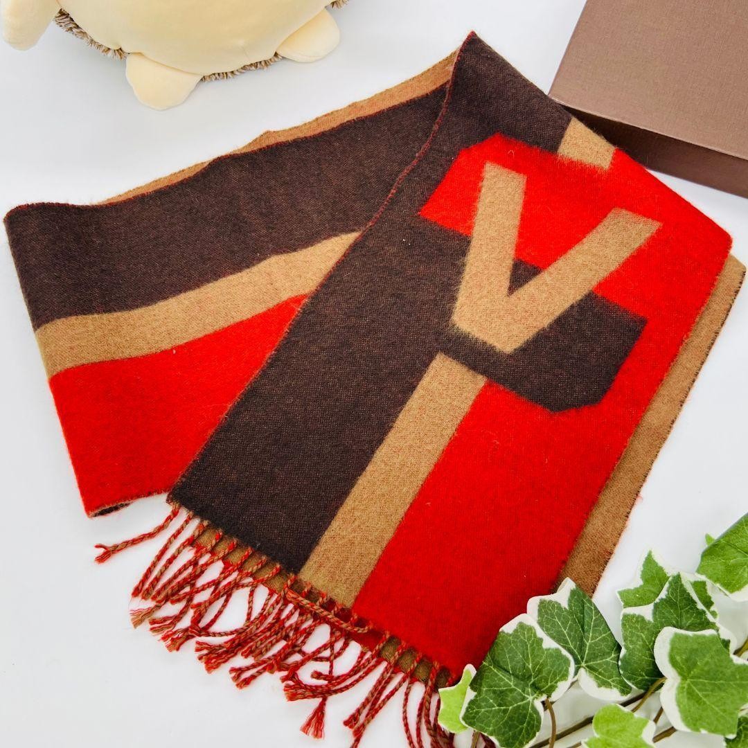 LOUIS VUITTON V Istrick Black Red thermal scarf echarpe