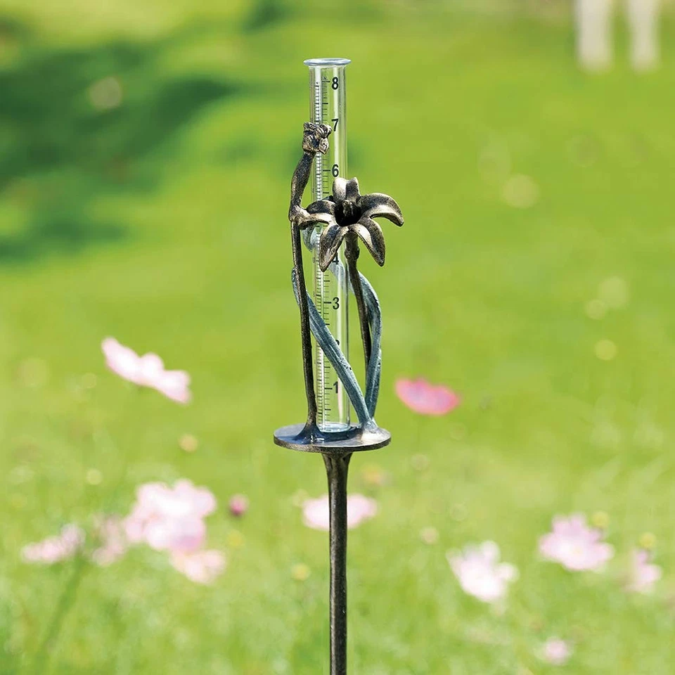 Lily Flower and Bee Rain Watcher Gauge Garden Stake - Image 2 of 3