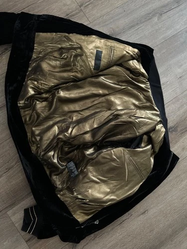 HAIDER ACKERMANN FW16 Velvet Biker Bomber Jacket Gold Lining Black Grail⁠ image 5