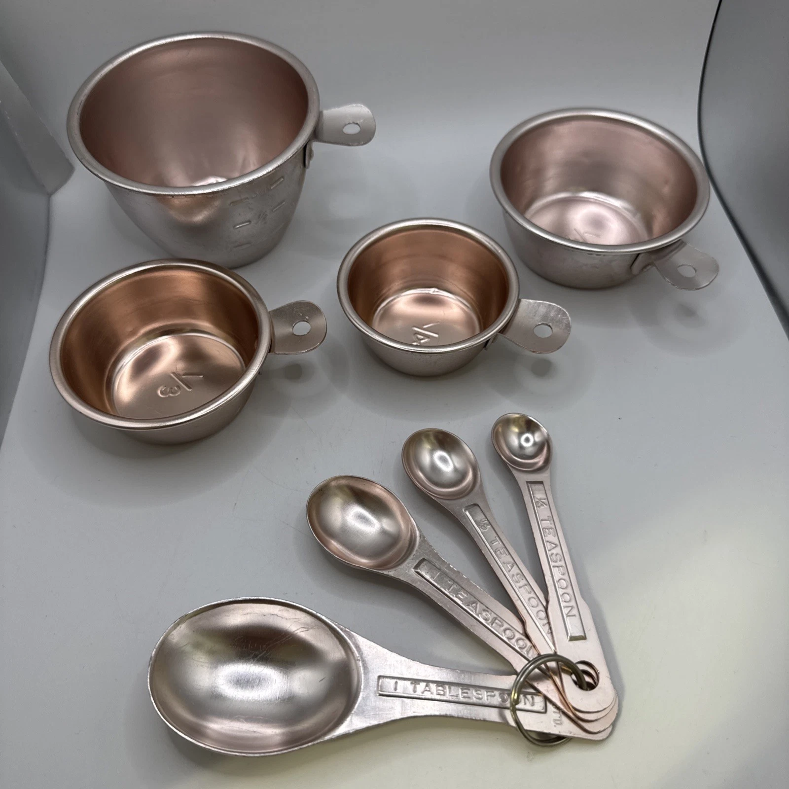 Lot Of 8 Color Craft Pink Colored Anodized Aluminum Measuring Cups & Spoons